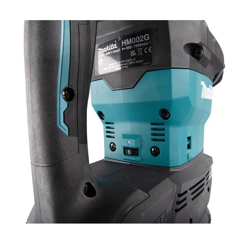 Makita HM002GZ03 Atskėlimo plaktukas XGT, 40V MAX x2 (80V MAX), 20,9 J, SDS-MAX, 12 kg, bešepetėlinis variklis, AWS (be AWS lusto), AVT, XPT, "Z" versija - komplektuojamas be akumuliatoriaus ir kroviklio