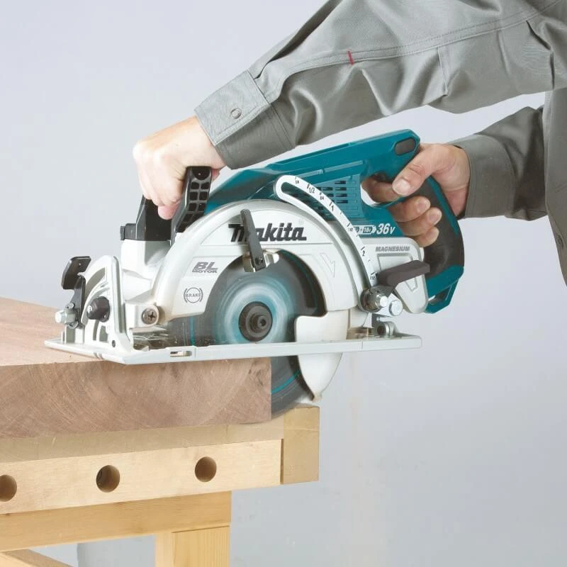 Makita DRS780Z Akumuliatorinis diskinis pjūklas, 2x18V, 65 mm, ø185x30mm, Be akumuliatorių ir kroviklio!
