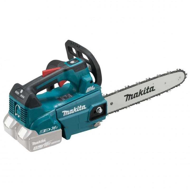 Makita DUC306Z Akumuliatorinis grandininis pjūklas, 2 x 18 V, BL variklis 300 mm, 20 m/s. (VIRŠUTINĖ RANKENA) be akumuliatorinio ir krovinio
