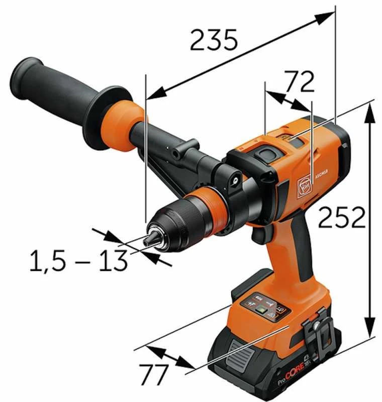 FEIN ASCM 18-4 QMP techniniai matmenys