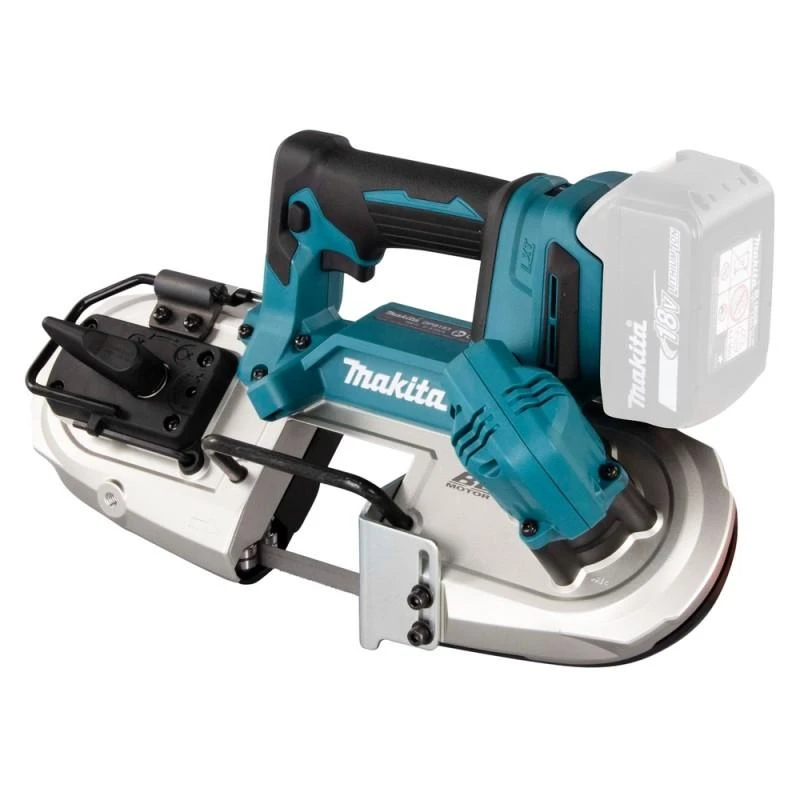 Makita DPB183Z Akumuliatorinis juostinis pjūklas, 66x66 mm,18V, aliuminio, Be akumuliatorių ir kroviklio!
