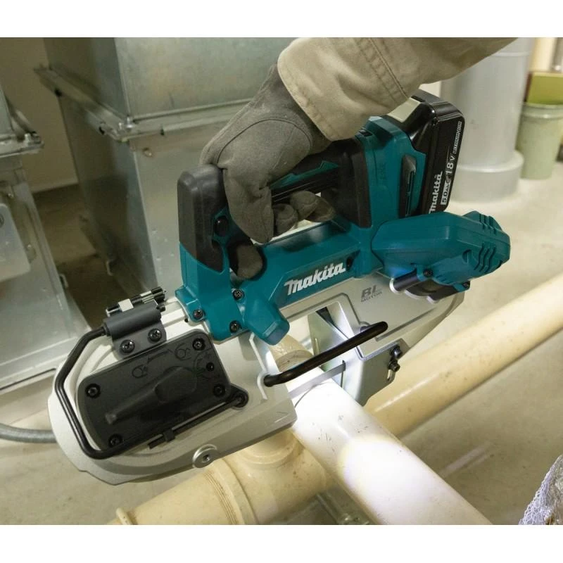 Makita DPB183Z Akumuliatorinis juostinis pjūklas, 66x66 mm,18V, aliuminio, Be akumuliatorių ir kroviklio!