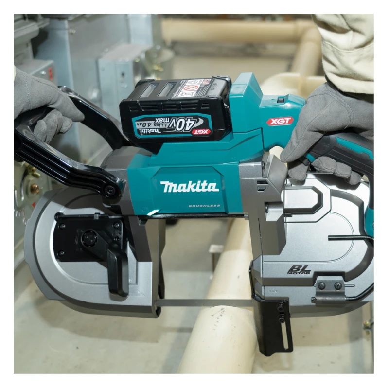 Makita PB002GZ Akumuliatorinis juostinis pjūklas XGT, 127x127 mm, bešepetėlinis variklis, XPT, Be akumuliatorių ir kroviklio!