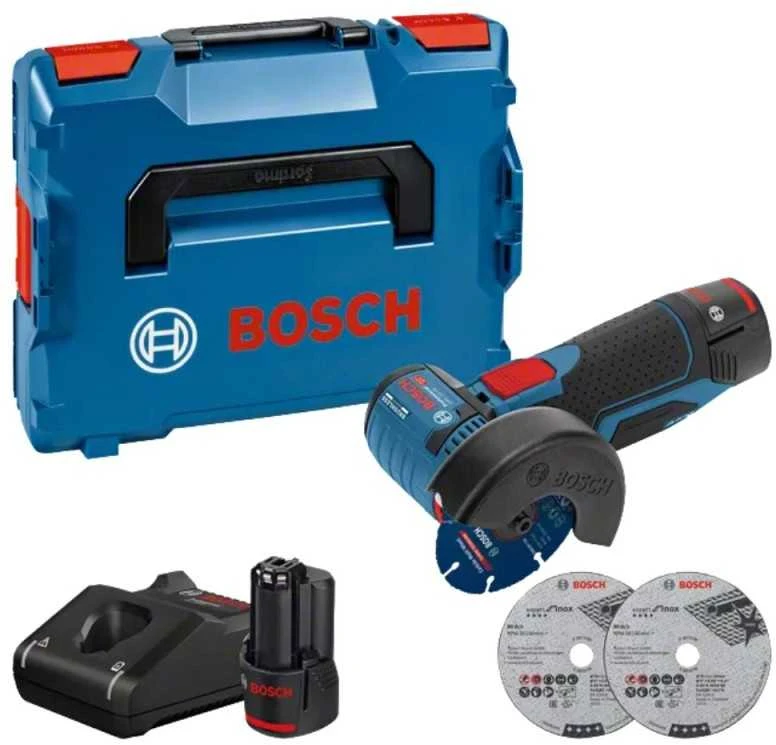 Bosch Akumuliatorinis kampinis šlifuoklis GWS 12V-76 V-EC, 2x3.0Ah