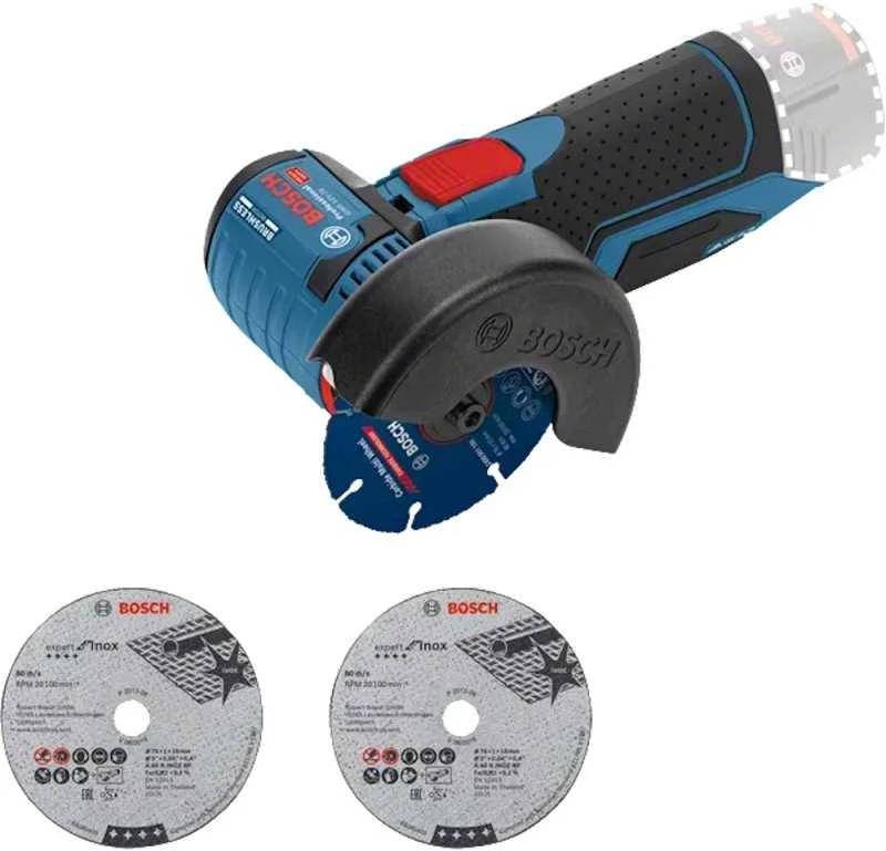 Bosch Akumuliatorinis kampinis šlifuoklis GWS 12V-76 V-EC, 2x3.0Ah