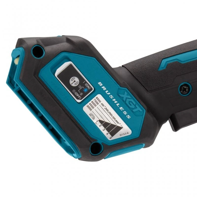 Makita GA029GZ Kampinis šlifuoklis XGT, 125MM, 0-8500RPM; bešepetėlinis variklis; elektrinis stabdys; AFT; reguliuojamas greitis; AWS (be AWS lusto); "Z" versija - komplektuojamas be akumuliatoriaus ir kroviklio