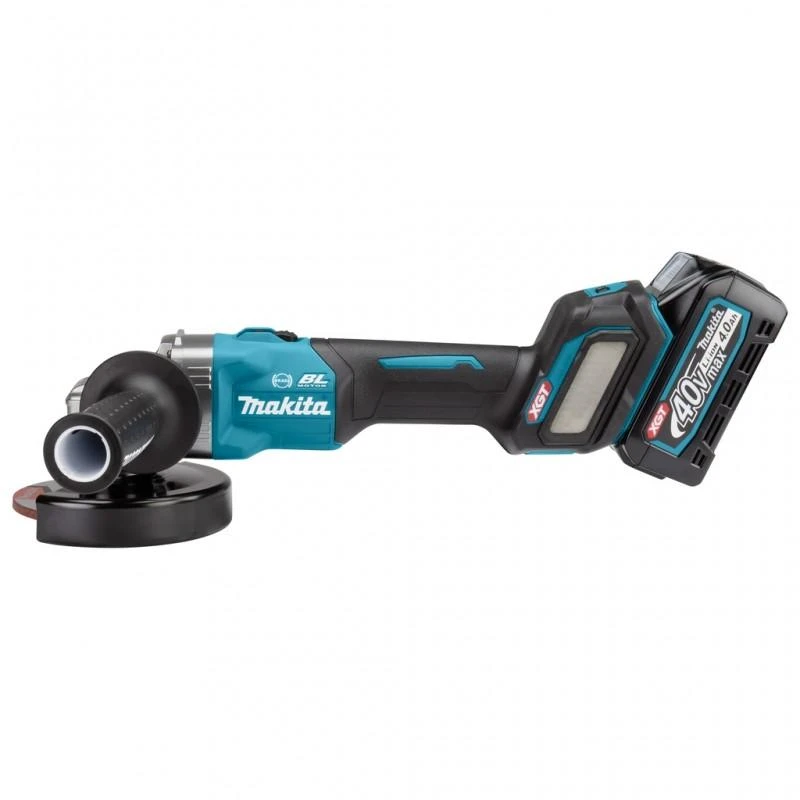Makita GA023GM201 Kampinis šlifuoklis XGT, 125MM, 0-8500RPM; bešepetėlinis variklis, 2X4,0Ah; greitasis kroviklis; elektrinis stabdys; AFT; AWS (be AWS lusto); MAKPAC lagaminas; slankusis jungiklis, reguliuojamas greitis