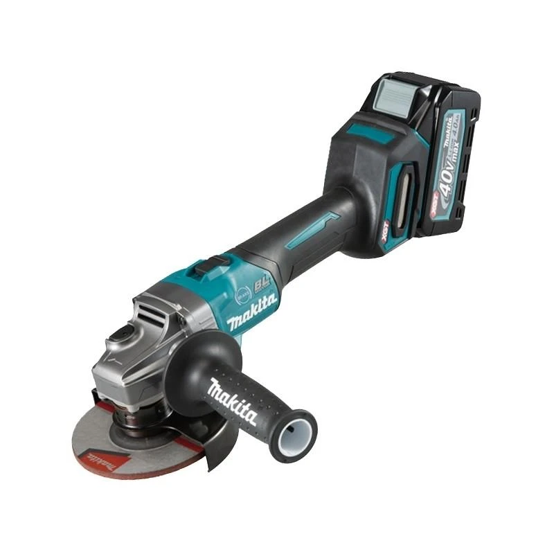 Makita GA023GM201 Kampinis šlifuoklis XGT, 125MM, 0-8500RPM; bešepetėlinis variklis, 2X4,0Ah; greitasis kroviklis; elektrinis stabdys; AFT; AWS (be AWS lusto); MAKPAC lagaminas; slankusis jungiklis, reguliuojamas greitis