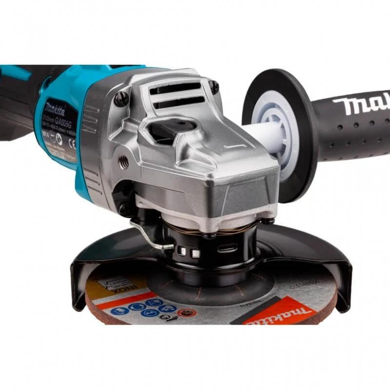 Makita GA005GM201 Kampinis šlifuoklis XGT, 125MM, 8500RPM; bešepetėlinis variklis, 2X4,0Ah; greitasis kroviklis; elektrinis stabdys; AFT; MAKPAC lagaminas; slankusis jungiklis