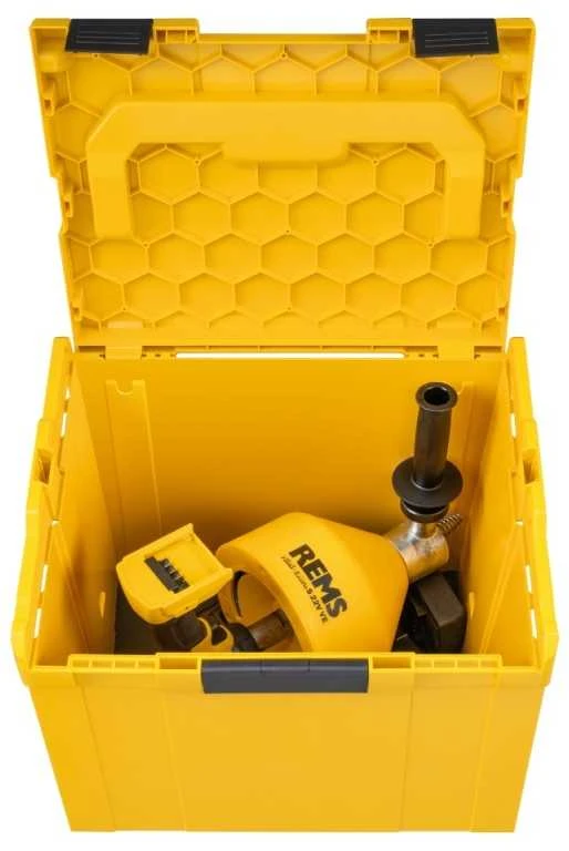 Akumuliatorinis kanalizacijos vamzdžių valymo prietaisas REMS Mini–Cobra S 22V VE Set L-Boxx H