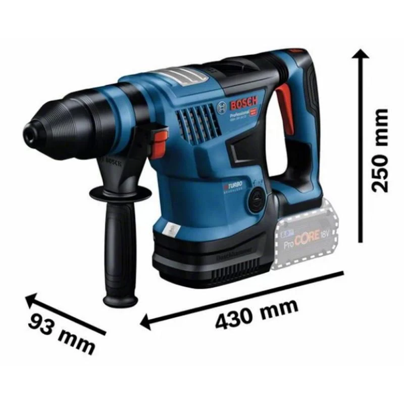 Bosch GBH 18V-34 CF perforatoriaus matmenų schema