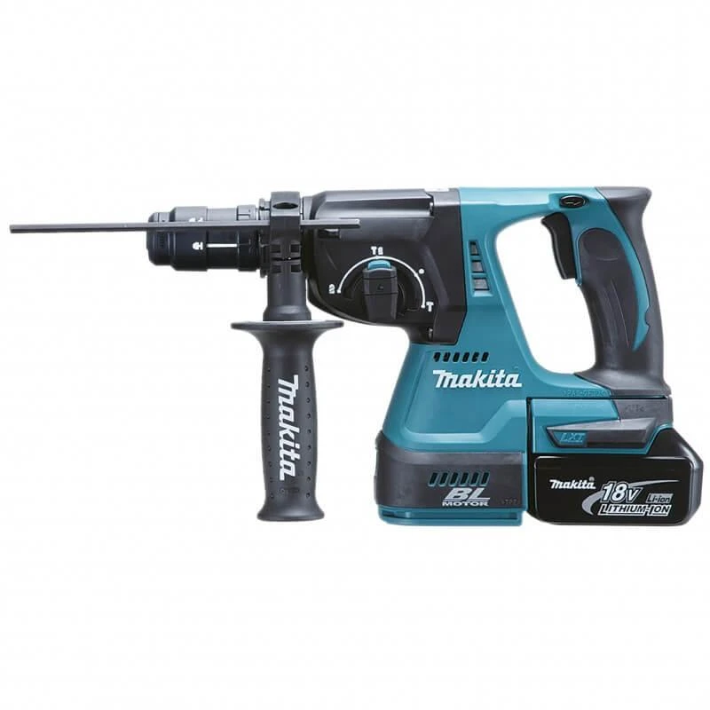 Makita DHR243RTJ Akumuliatorinis perforatorius 18 V 2x 5,0 Ah Li-ion, SDS-PLUS 2,0 J, 3,3kg LED, greitai pakeičiamas grąžto griebtuvas, BL-motor, MAKPACK