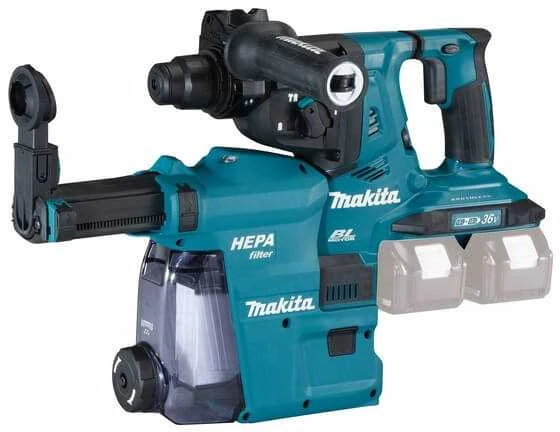 Makita DHR280ZWJ Akumuliatorinis perforatorius, 2X18 V, SDS-PLUS, 2,8J LED, VACUUM, Be akumuliatorių ir kroviklio!, MAKPACK