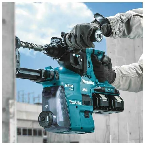 Makita DHR280ZWJ Akumuliatorinis perforatorius, 2X18 V, SDS-PLUS, 2,8J LED, VACUUM, Be akumuliatorių ir kroviklio!, MAKPACK