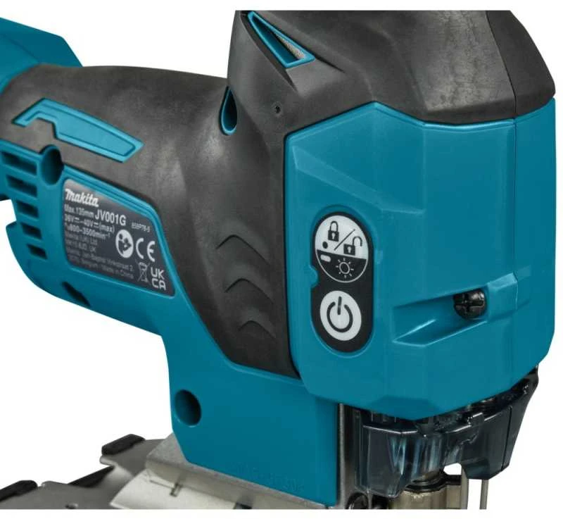 Makita JV001GZ Akumuliatorinis siaurapjūklis XGT 40V, bešepetėlinis variklis, 800-3500min¹, 26mm, "Z" versija - komplektuojamas be akumuliatoriaus ir kroviklio
