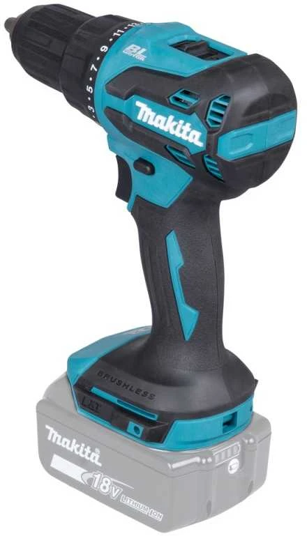 Makita DHP490Z Akumuliatorinis smūginis gręžtuvas 18V, BL, 13mm, 65 Nm, Be akumuliatorių ir kroviklio!
