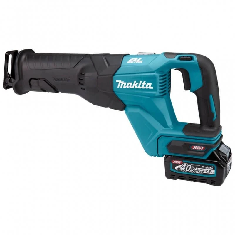 Makita JR001GM201 Reciprocating saw XGT, 32mm stroke; 3,54kg; greitas ašmenų keitimas; bešepetėlinis variklis, 2X4,0Ah, greitasis kroviklis ; įrankių dėklas