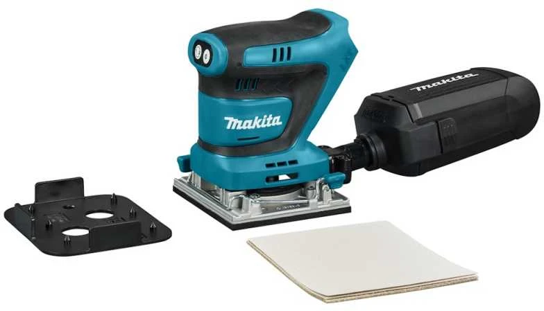 Makita DBO482Z Akumuliatorinis vibracinis šlifuoklis 18V, 114x102mm (Aliumininis pagrindas), Šlifavimo popieriaus dydis 114x102mm, Be akumuliatorių ir kroviklio!