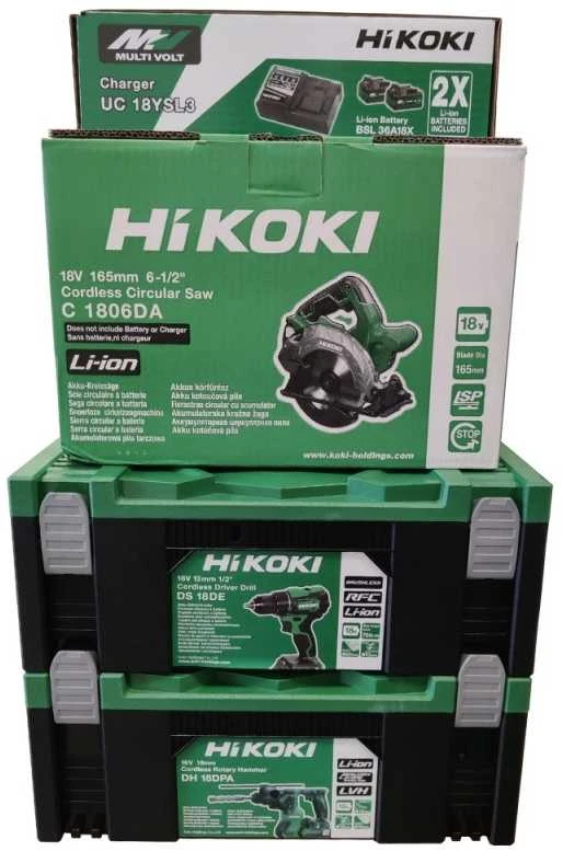 HiKOKI įrankių rinkinys su pakuotėmis