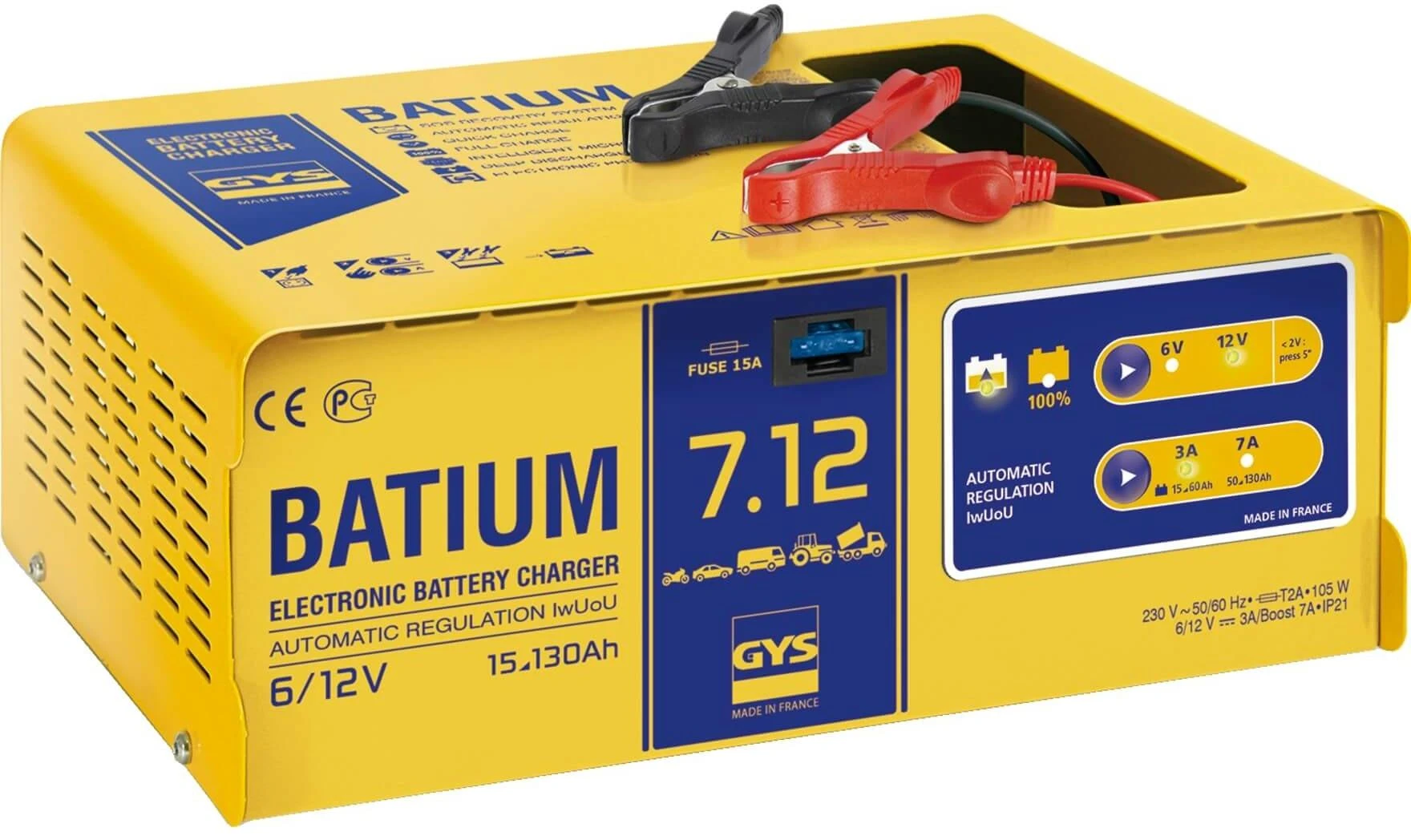 GYS Batium 7/12 akumuliatorių įkroviklis su laidais
