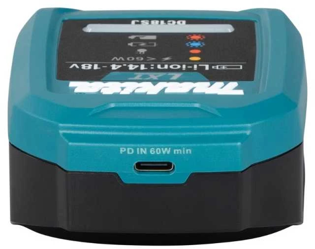 Makita DC18SJ įkroviklis su USB-C jungtimi