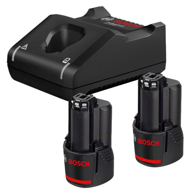 Bosch 12V akumuliatorių rinkinys su įkrovikliu