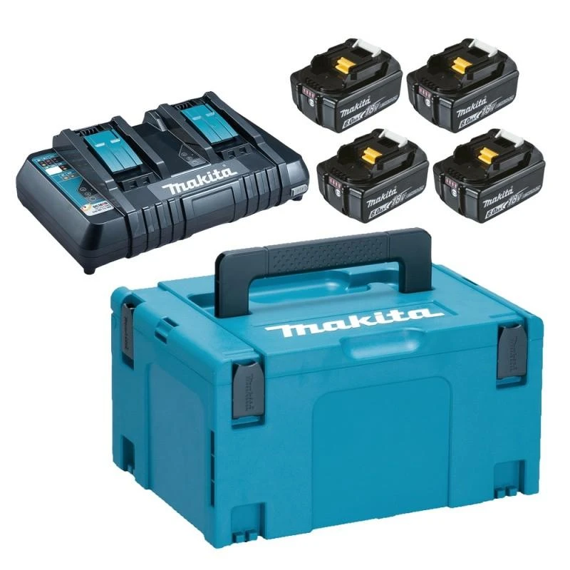 Makita Akumuliatorių ir dvigubo kroviklio komplektas LXT® 198091-4 18V • BL1860B x4 • DC18RD • LXT®