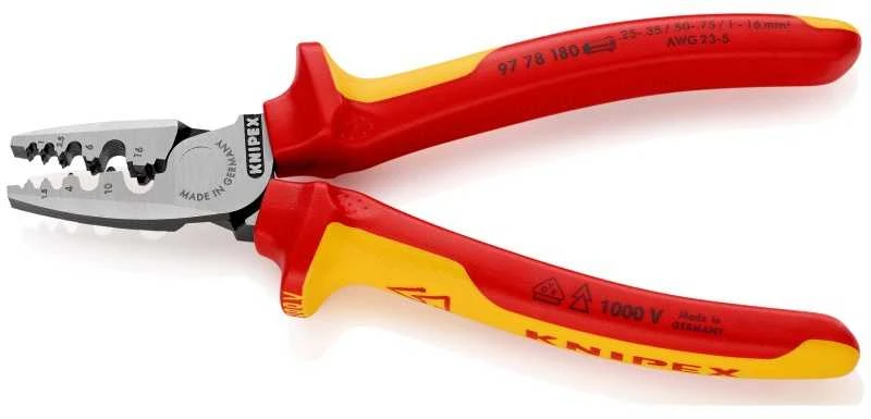 Replės elektrikams laidų antgaliams 0.25-16 mm² užspausti 97 78 180, Knipex