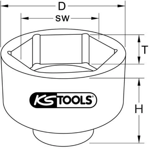 Aštuoniakampė galvutė KS TOOLS 1" 70mm