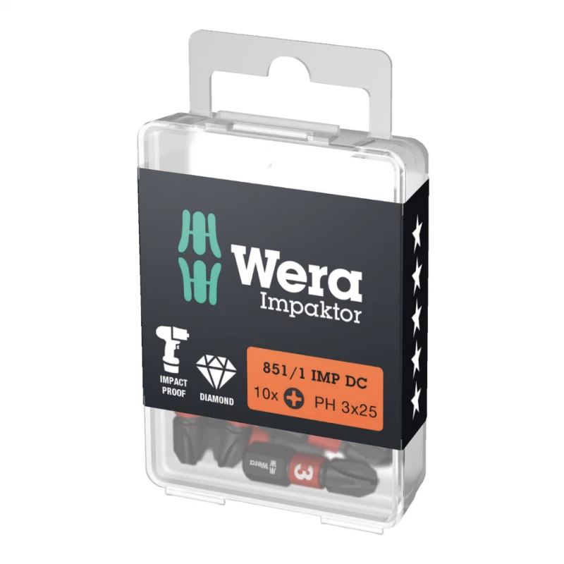 Atsuktuvo antgalis WERA 851/1 IMP DC PH3 25mm, 10vnt.