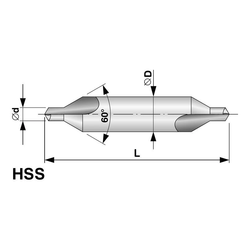 Centravimo grąžtas RUKO HSS DIN 333A Ø 5,0 mm