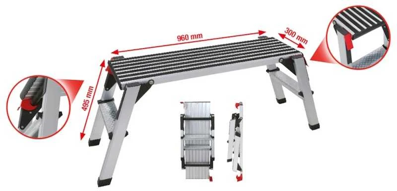 Aliuminio platforma 960x300mm, H480mm, max 150kg, KS Tools