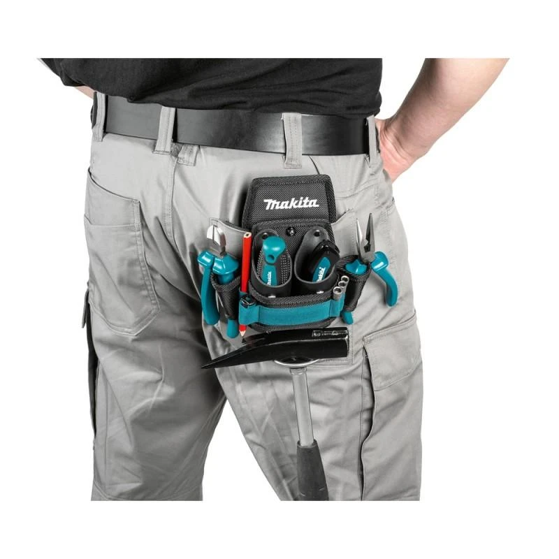 Makita Sutvirtintas 3-jų skyrių įrankių dėklas su tvirtinimu plaktukui. Kabinamas prie diržo. E-15285