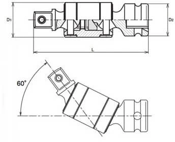Dvigubas šarnyras 1/2" KOKEN 14772-P