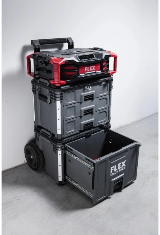 Flex Accessories Įrankių dėžė su atidaromu stalčiumi ir ratukais FLEX Stack Pack
