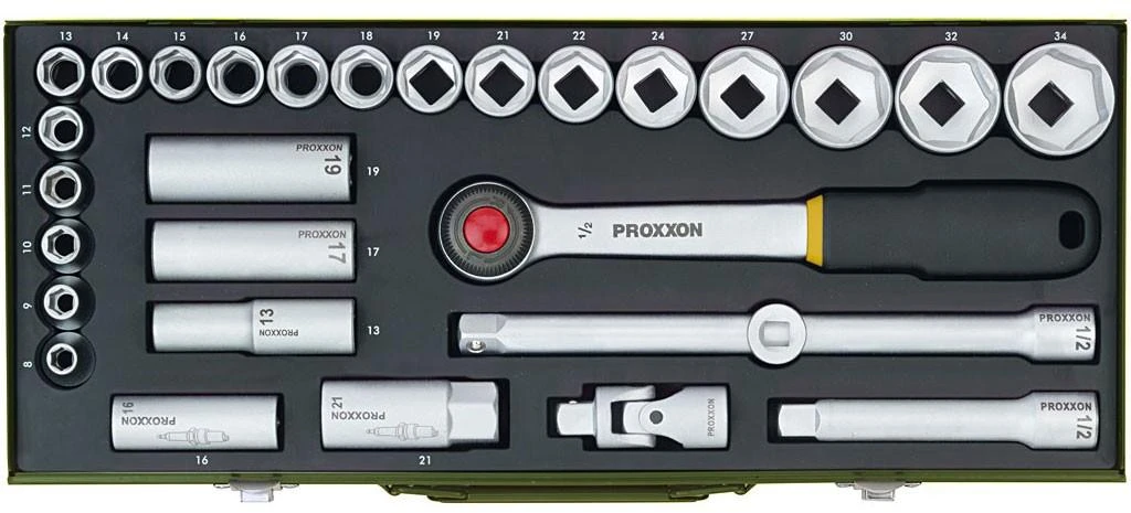 Galvučių rinkinys 1/2" 29 dalių PROXXON
