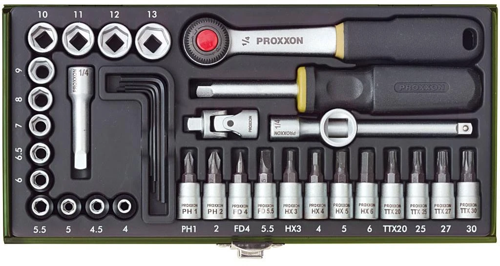 Galvučių rinkinys 36 dalių 1/4" PROXXON