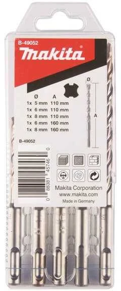 Grąžtas Makita SDS-PLUS Grąžtų Komplektas (5x110, 6x110, 6x160, 8x110, 8x160) B-49052