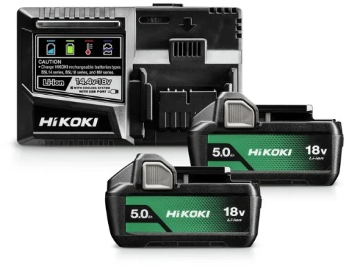 Hikoki Accessories Akumuliatorių ir įkroviklio rinkinys HiKOKI 18V 2x5,0Ah