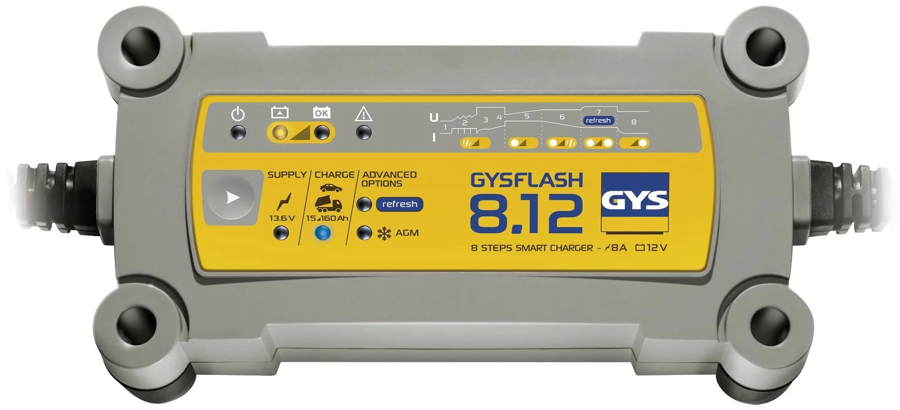 GYSflash 8.12 įkroviklio valdymo skydelis