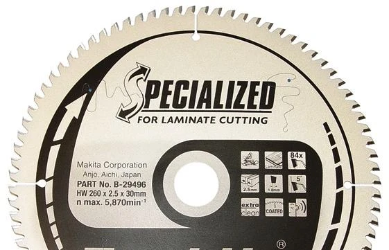 Makita T.C.T. pjūklas SPECIALIZED 190X2X20mm 5° T60 B-29468 T.C.T • 190 x20 mm • T60 • 5° • MDF/laminatui