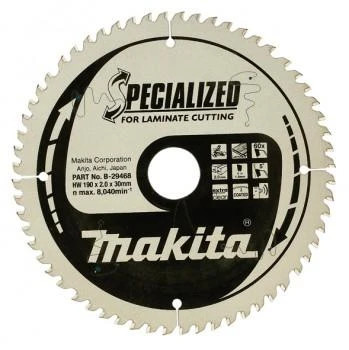 Makita T.C.T. pjūklas SPECIALIZED 190X2X20mm 5° T60 B-29468 T.C.T • 190 x20 mm • T60 • 5° • MDF/laminatui