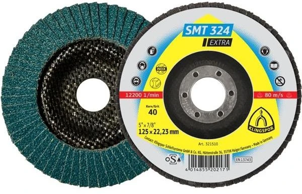 Lapelinis šlifavimo diskas KLINGSPOR SMT324 Extra 125x22,2mm P40