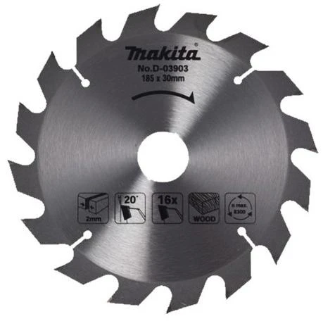 Makita D-03903 Pjovimo diskas medienai 185x30/20/16x2,0mm 16T 20° 5704R 5705R