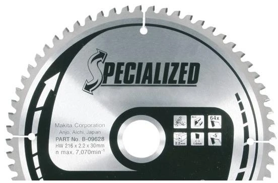 Makita T.C.T. pjūklas SPECIALIZED 270X2.4X30mm 0° T60 B-17681 T.C.T • 270 x30 mm • T60 • 0° • Daugiasluoknėms plokštėms