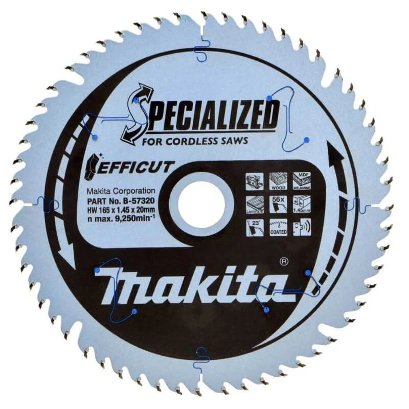 Makita T.C.T. pjūklas EFFICUT 260X2.15X30mm 10° T45 B-64624 T.C.T • 260 x30 mm • T45 • 10° • Medienai