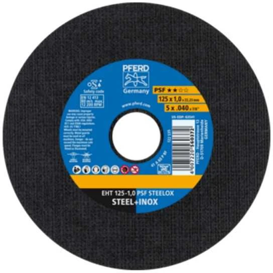 Metalo pjovimo diskų rinkinys PFERD EHT Ø125x1,0mm A60 P PSF-INOX su priedu