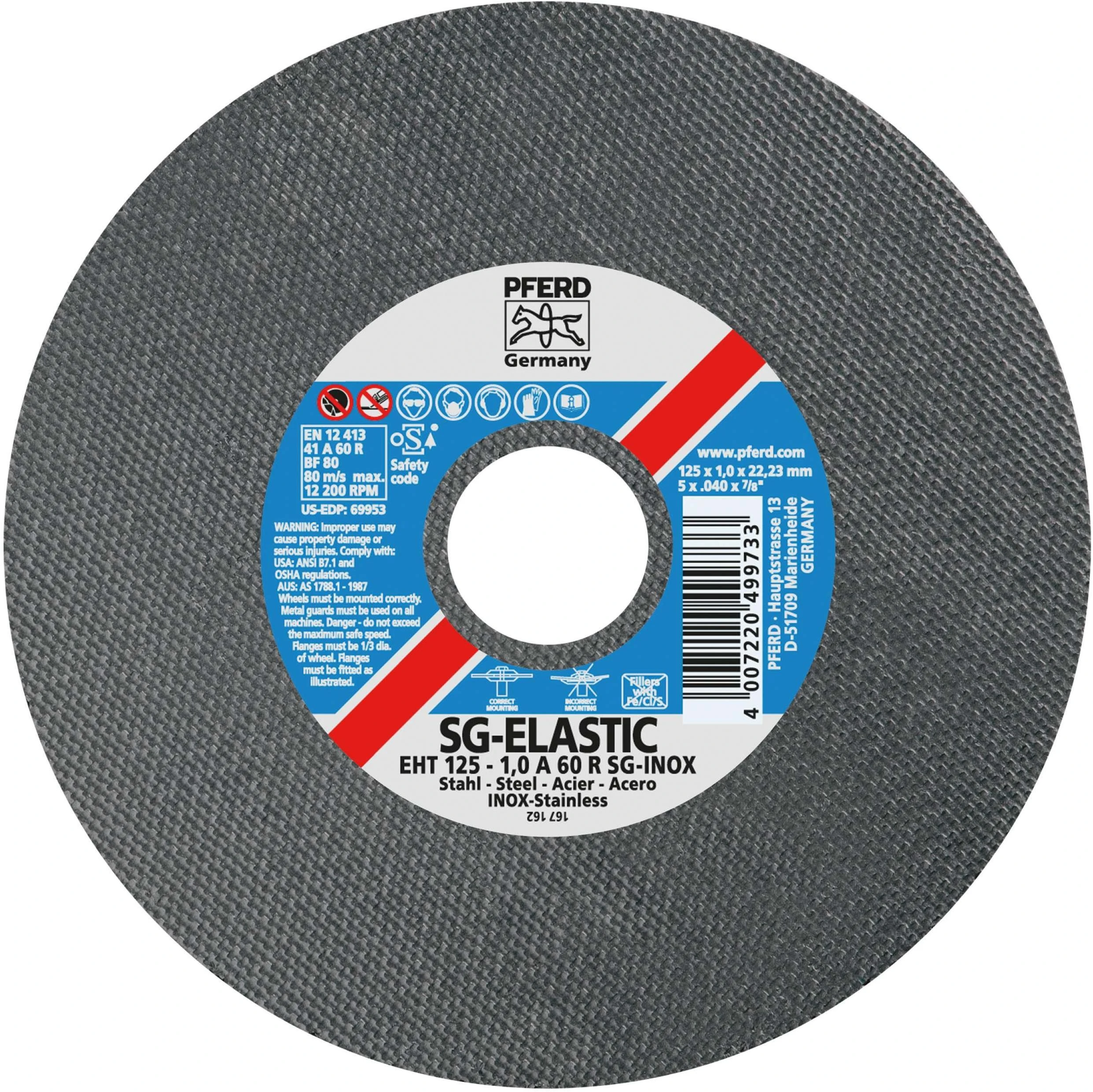 Nerūd. plieno pjovimo diskas PFERD EH 125x2,4mm A46 R SG-INOX
