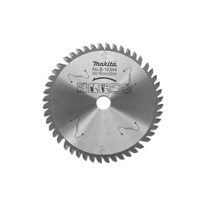 Makita T.C.T. pjūklas SPECIALIZED 165X2.4X20mm 5° T48 B-10344 T.C.T • 165 x20 mm • T48 • 5° • Corian'ui