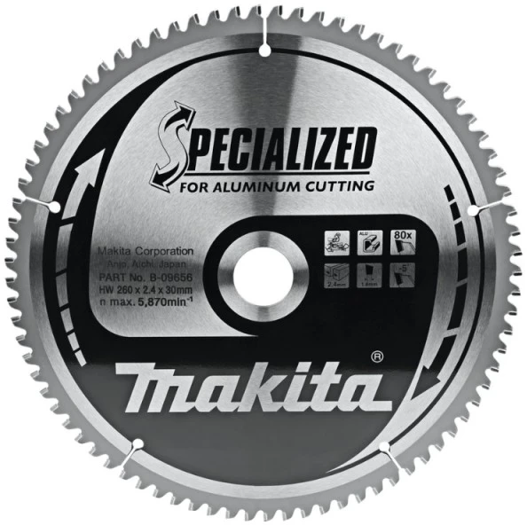Pjovimo diskas aliuminiui MAKITA 260x30x2,4mm 80T -5°